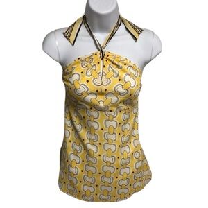 ANN TAYLOR LOFT Halter Top Side Zip Yellow Lightweight Lined size 4